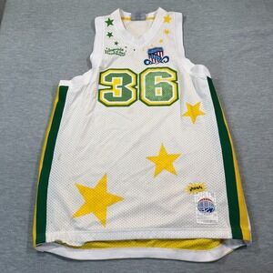 FUBU Harlem Globetrotters Jersey Men Large White Yellow Basketball Mesh Vintage